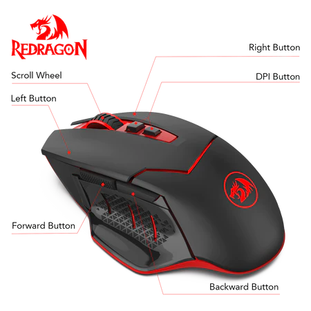 Redragon M692-1 Blade Wireless 2.4GHz, 4800 DPI, 9-Button Programmable Gaming Wireless Mouse - Redragon Redragon M692-1 Blade Wireless 2.4GHz, 4800 DPI, 9-Button Programmable Gaming Wireless Mouse - Redragon